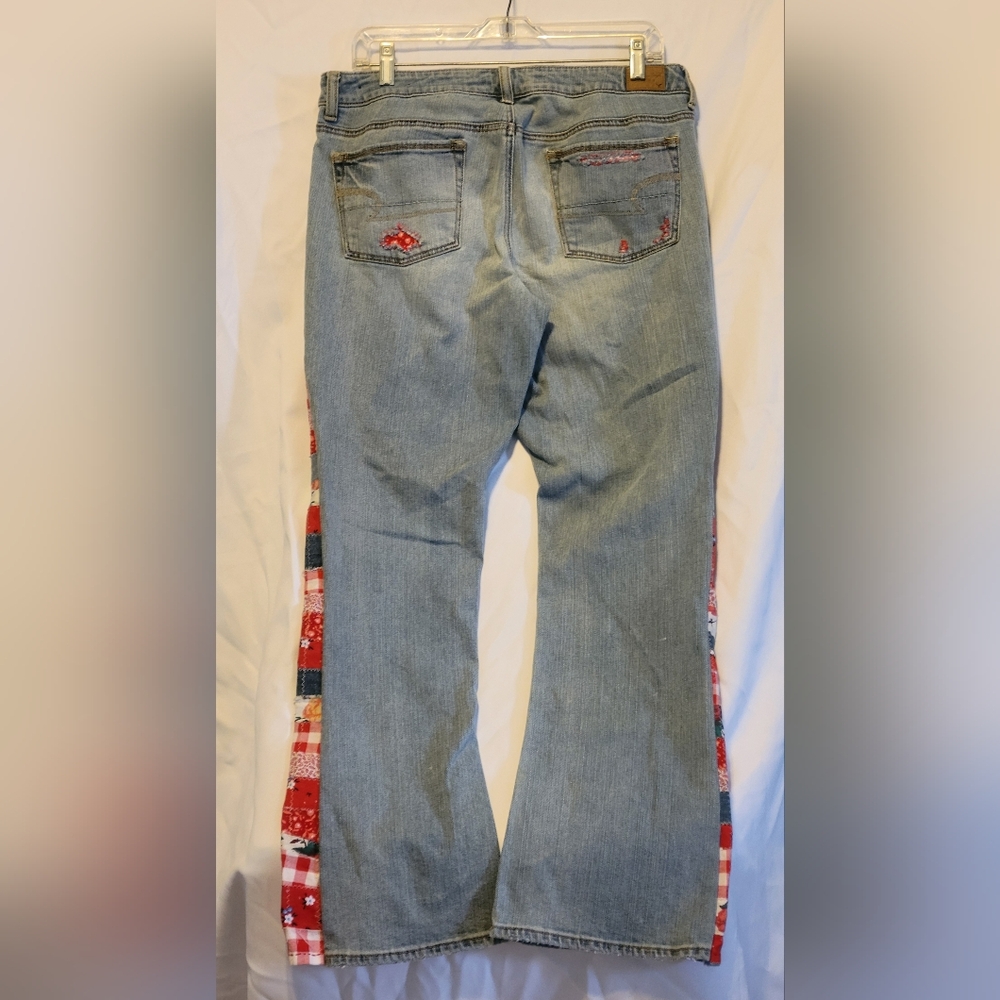 Upcycled Boho Americana Patchwork Altered Jeans S… - image 2